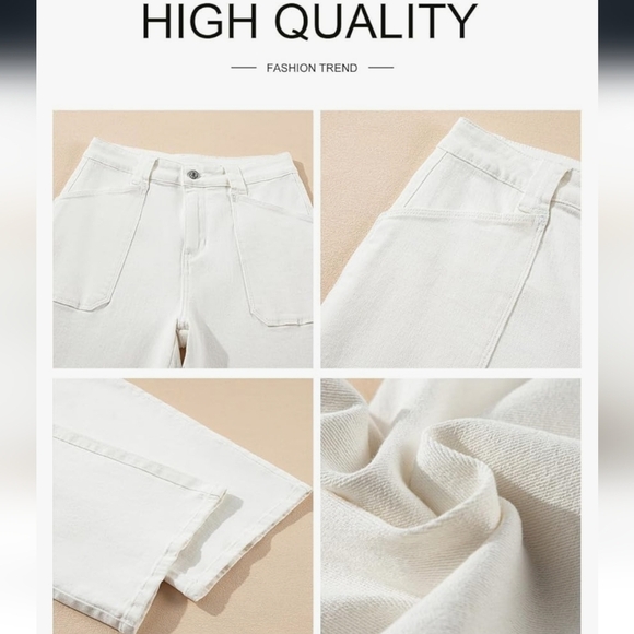 Women's White Wide-Leg Jeans - Picture 6 of 16